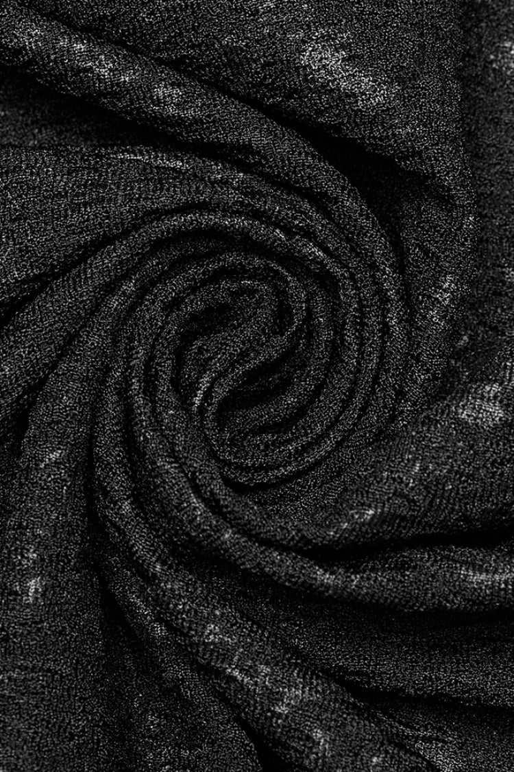 Schwarzes Cheongsam-Kragen-Chiffon-Nähte zerrissenes Gothic-Kleid für Damen