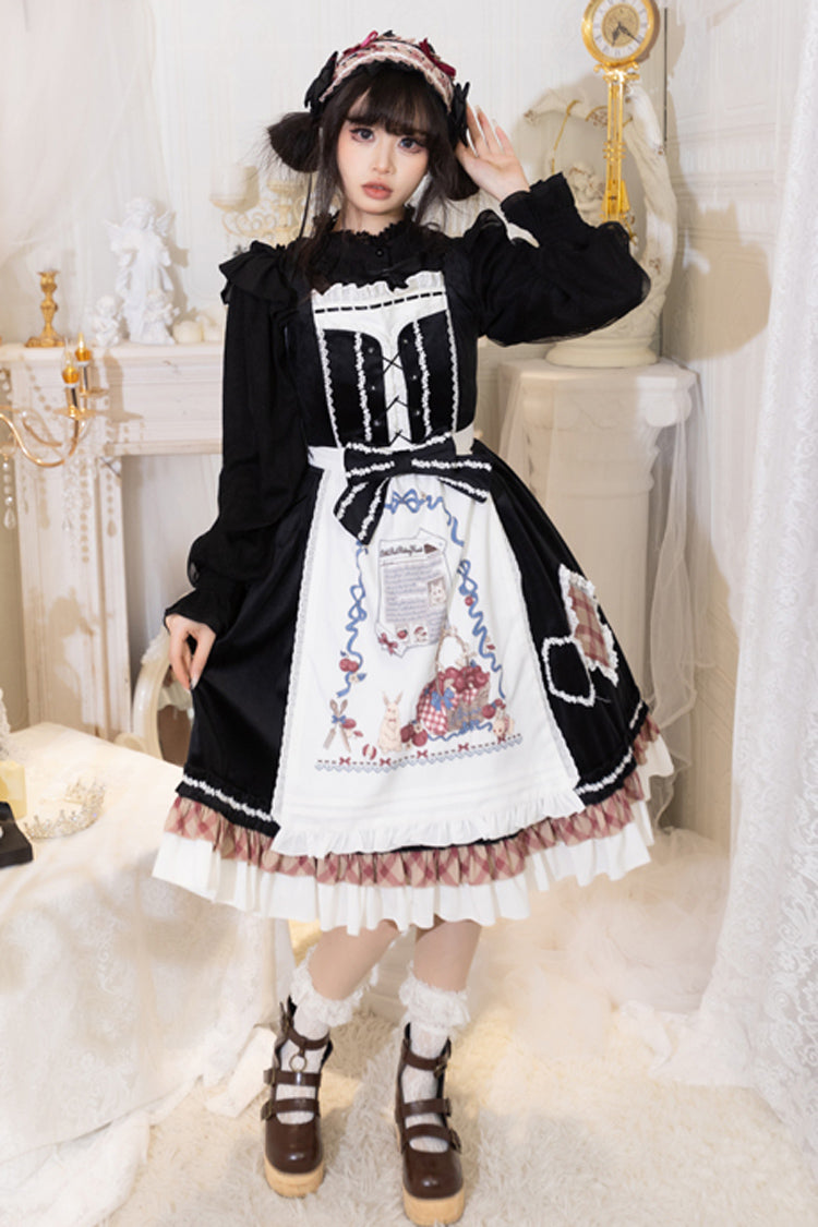 Black [Little Red Riding Hood] Ruffle Bowknot Sweet Lolita Jsk Dress