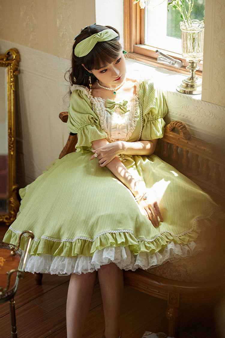 Midsummer Galaxy Solid Color Short Sleeves Ruffle Bowknot Sweet Lolita OP Dress
