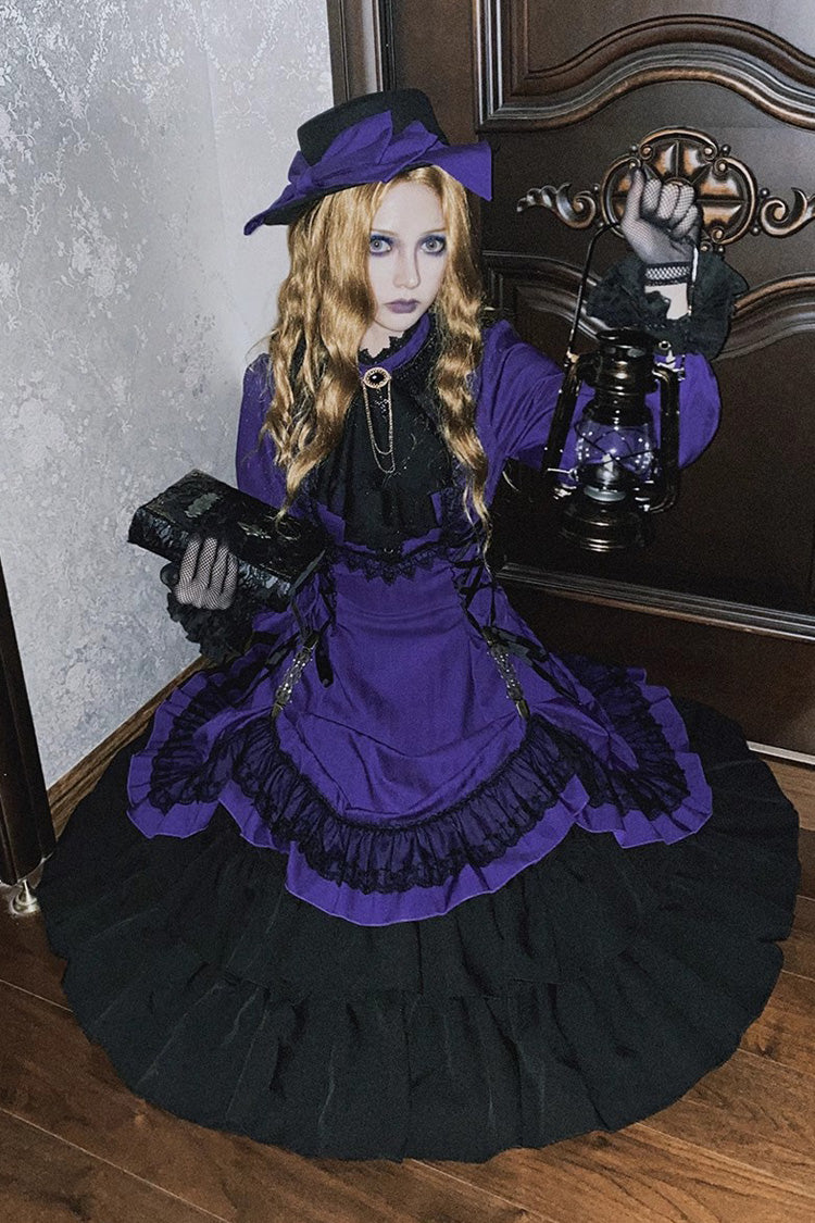 Point Manor Solid Color Stand Collar Long Sleeves Multi-layer Ruffle Gothic Lolita Dress 5 Colors