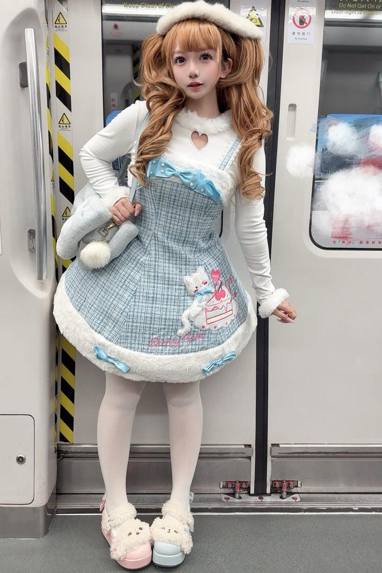 Blue Print Embroidery Bowknot Sweet Princess Lolita Jsk Dress