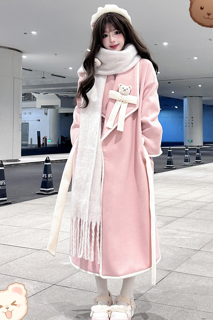 [Cute Bear] Long Sleeves Bowknot Sweet Lolita Long Coat 2 Colors