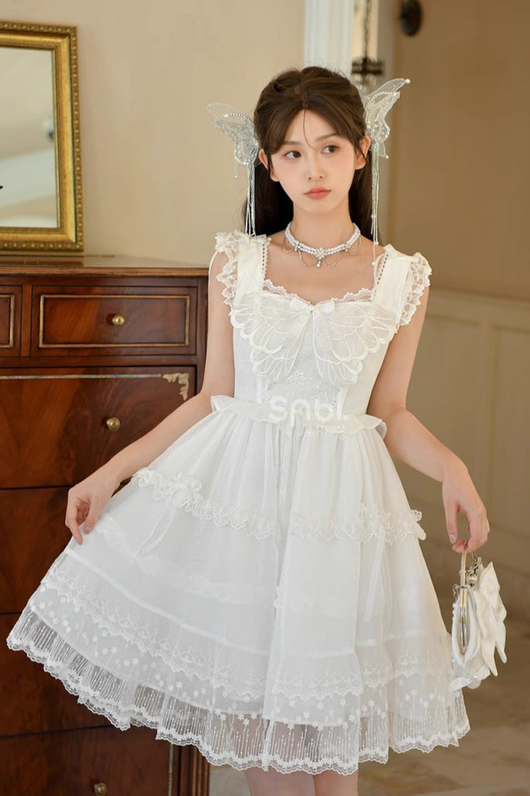 Cardigan à volants blanc avec nœud en dentelle douce princesse Lolita Jsk robe 