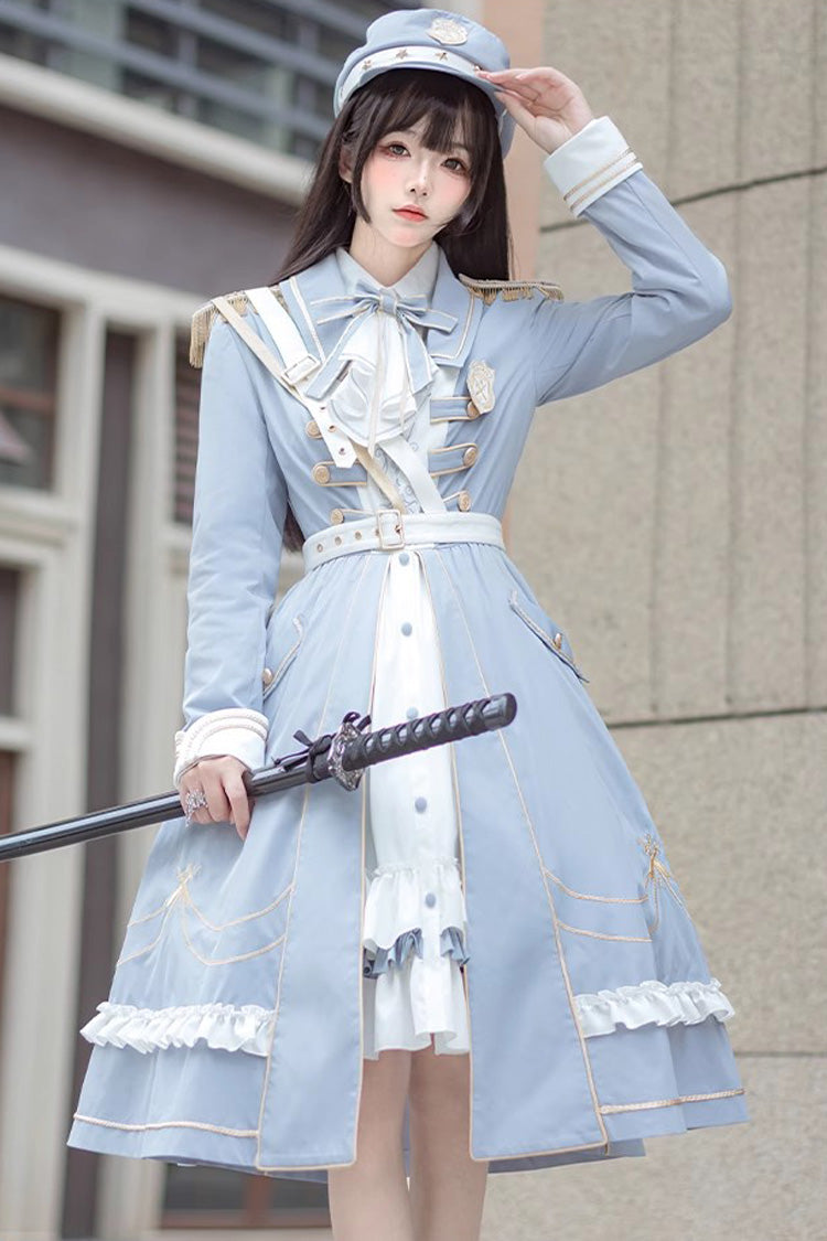 Blue Star Ocean Fantasy Cardigan Bowknot Sweet Military Elegant Lolita Dress