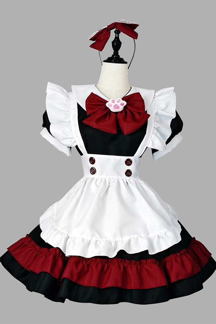 Black/Red/White [Vampire] Short Sleeves Ruffle Cat's Paw Bowknot Gothic Plus Size Lolita Dress Full Set