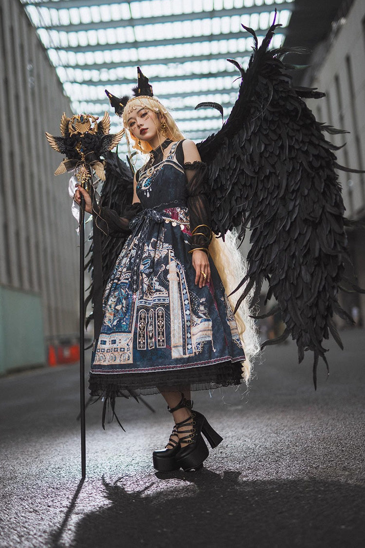 Dusk Best Gothic Lolita-Kleid mit Rüschen im ägyptischen Stil, 3 Farben