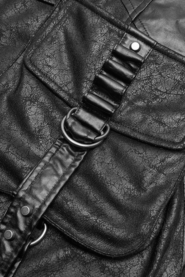 ブラック ダブルレイヤー メタルバックルベルト メンズ スチームパンク スカート