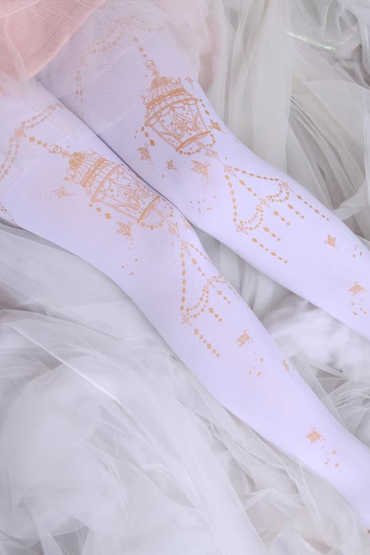 White Hot Stamping Print Sweet Lolita Pantyhose 11 Styles