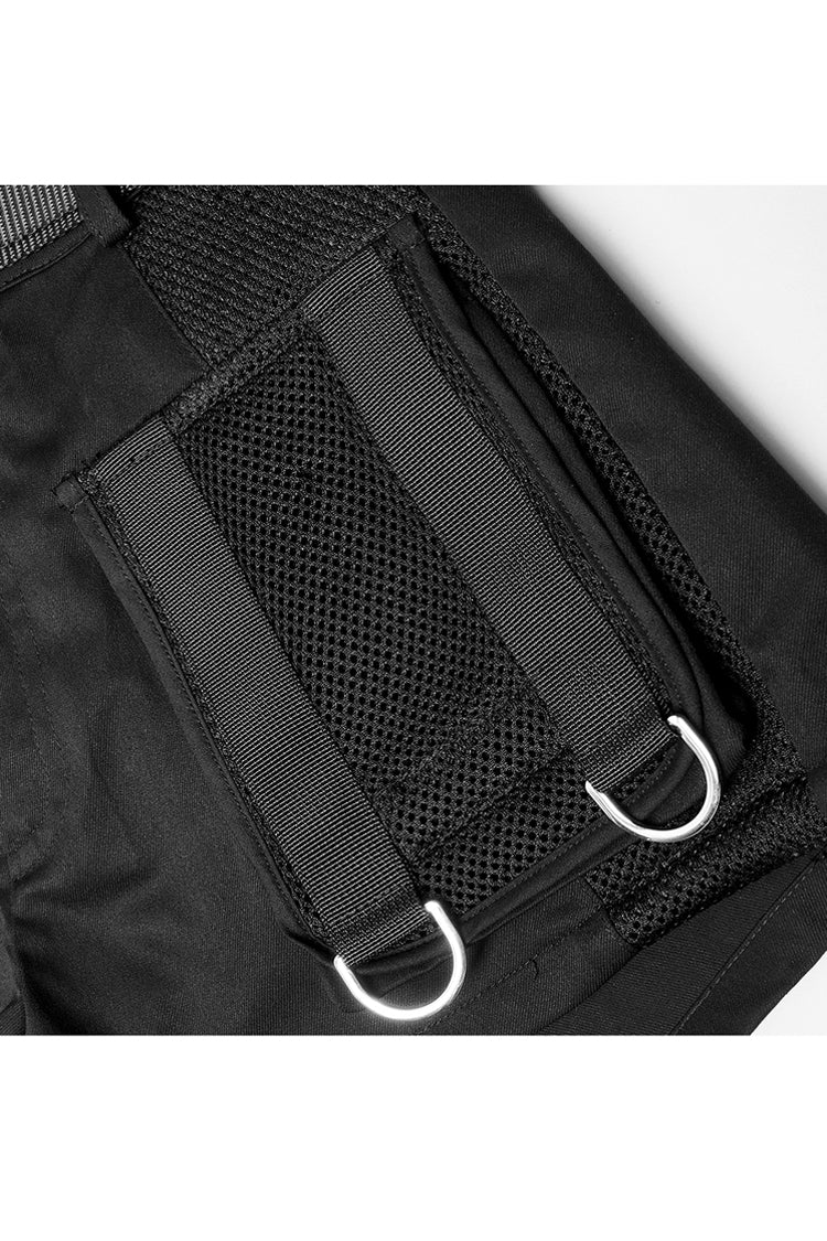 Schwarzer Verschlussgürtel, mehrstufige Taschenbanddekoration, hohe Taille, Punk-Shorts für Damen