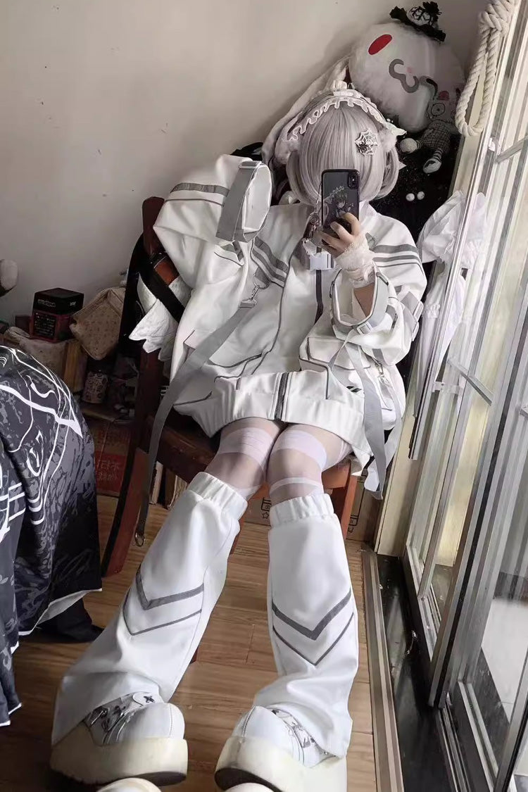 Cyberpunk Funktioneller Langarm-Druck Jirai Kei Hübscher Sportmantel 2 Farben