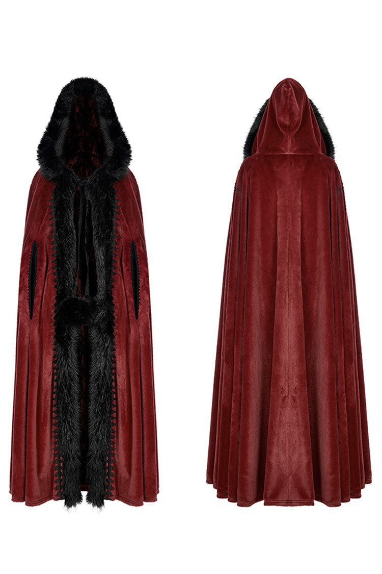 Faux Fur Hooded Warm Womens Gothic Elegant Cloak 2 Colors