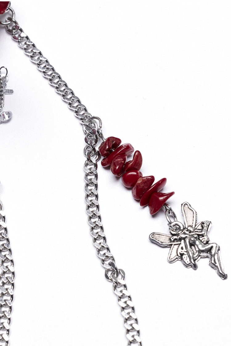 Rotes unregelmäßiges Gothic-Kreuz-Kopfschmuck für Damen 