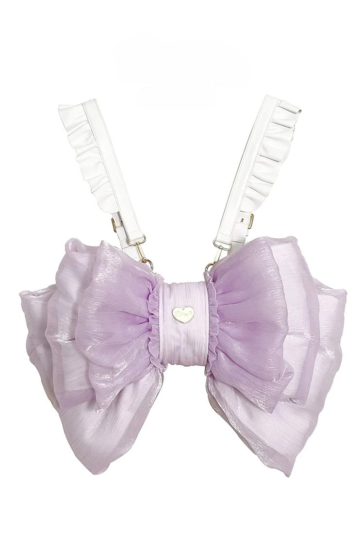 Purple Big Bowknot Metal Heart Nameplate Lolita Backpack