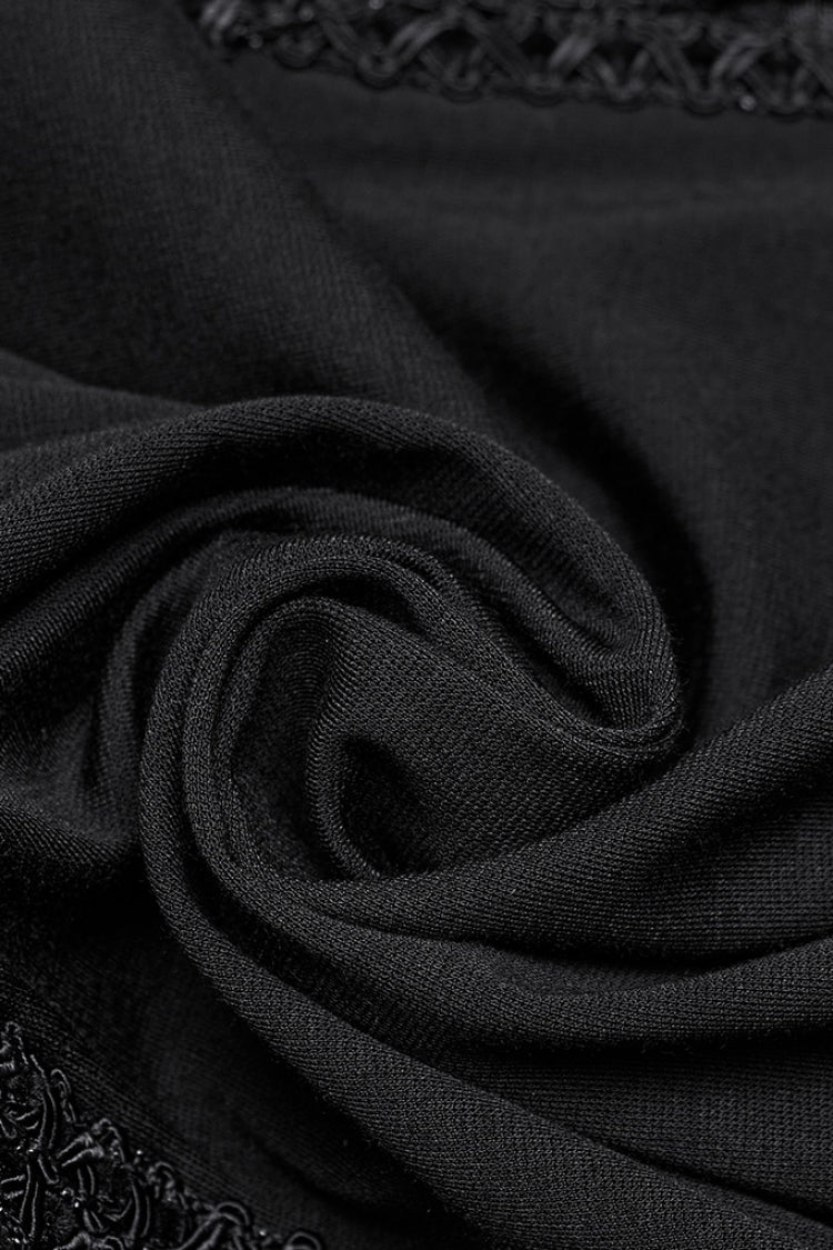 Black Sleeveless Plunging Sipder Stitching Mesh Women's Gothic Party Dress