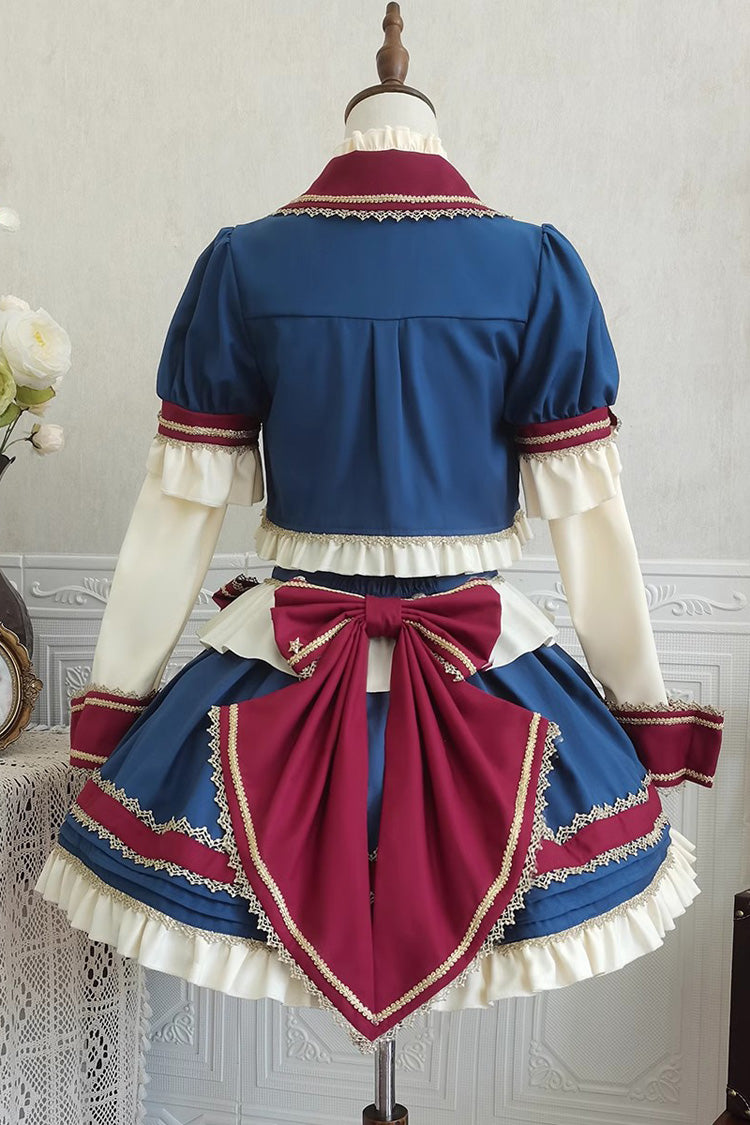 Red/White/Blue Star Idol Round Collar Ruffle Bowknot Sweet Princess Lolita Skirt Full Set