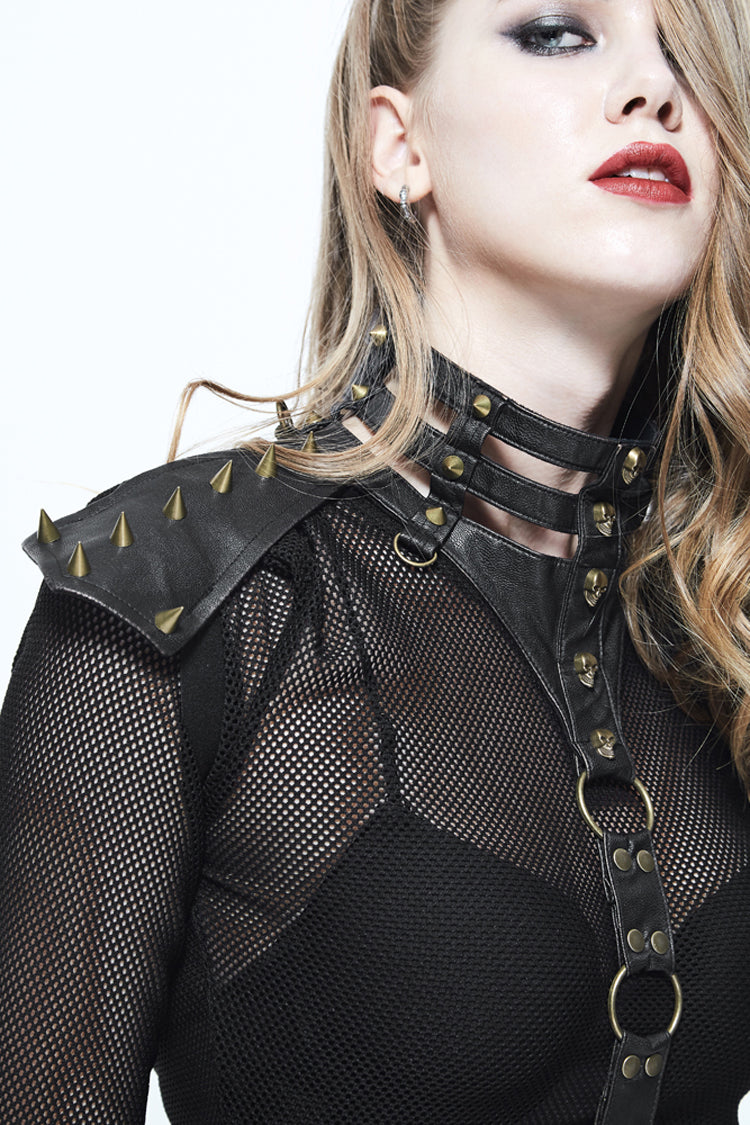 Black Rivet Decoration Collar Women's Gothic Body Harness