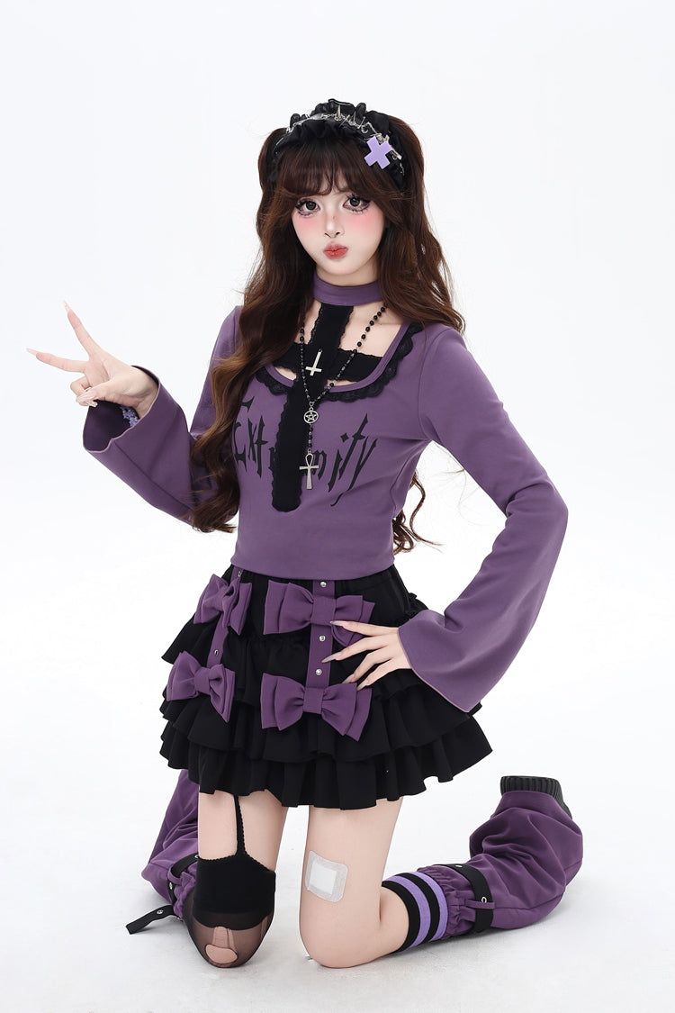 [Kozaya Nana] Triple-Layered Ruffle Bowknot Sweet Japanese Lolita Skirt 2 Colors