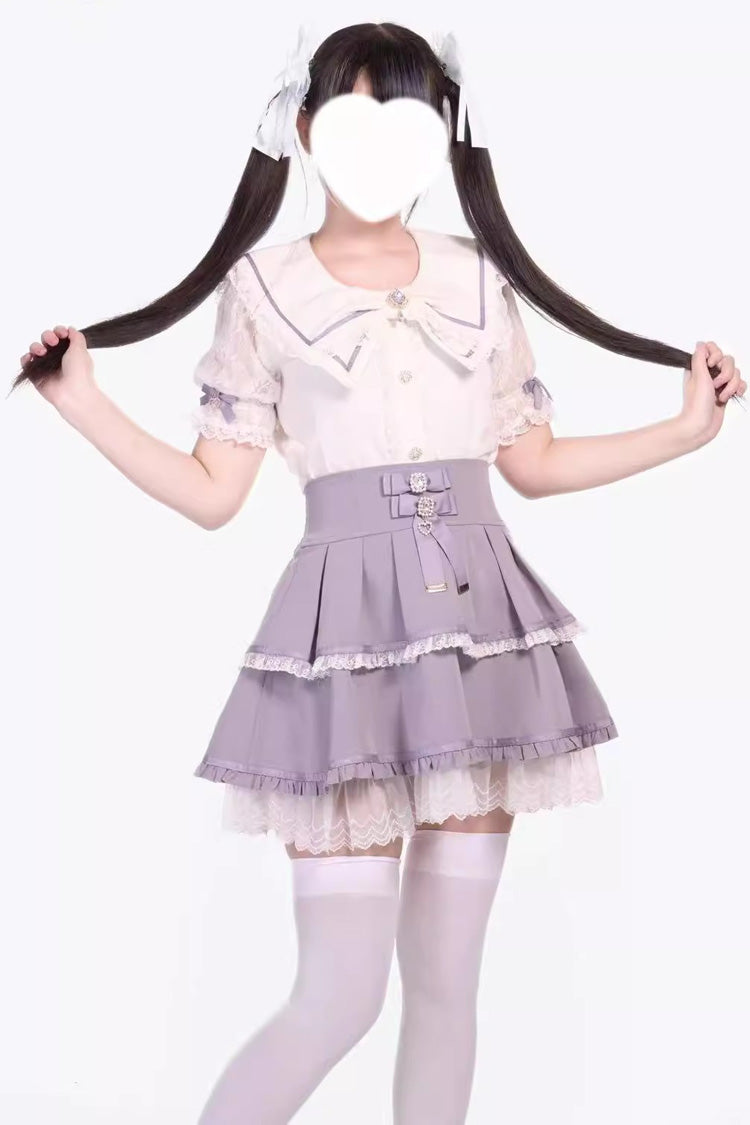 [Fruit Candy] Ruffle Bowknot Lace Sweet Jirai Kei Japanese Skirt 5 Colors