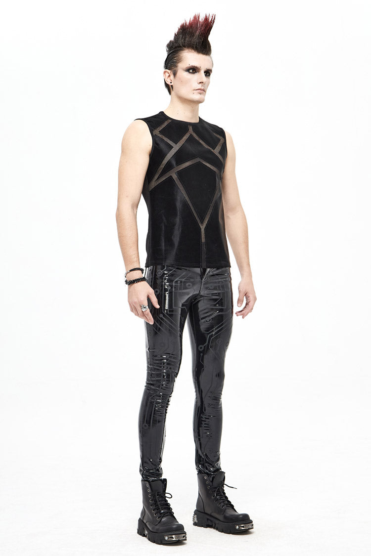 Schwarze glänzende Strickweste aus Splice Armor Modeling Mesh für Herren