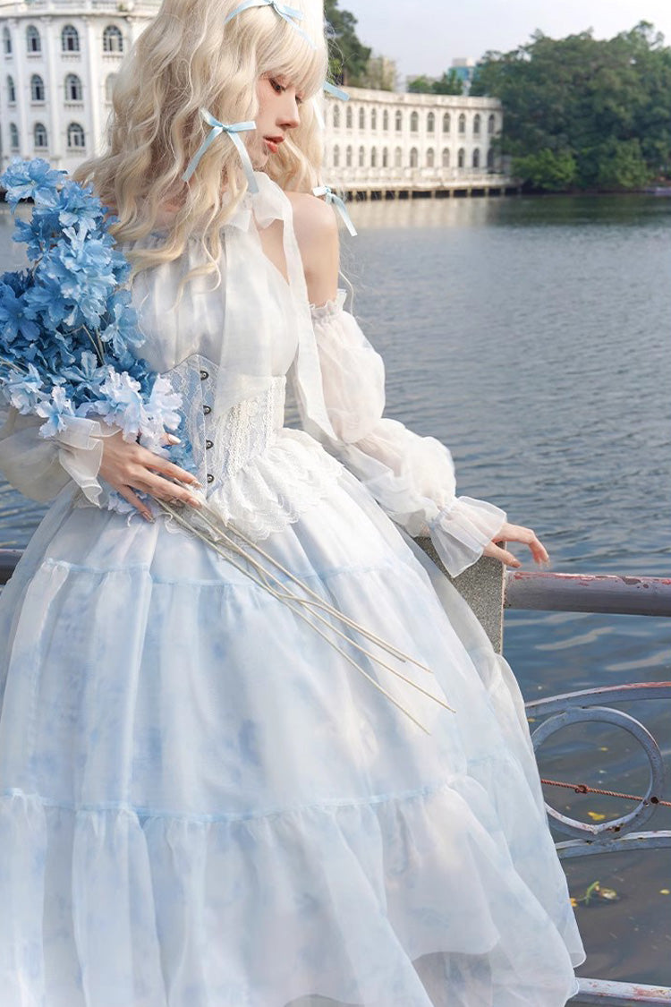 Gletscherblaues Bubble Love Hanayome Batik-Lolita-Kleid mit süßem, elegantem Muster
