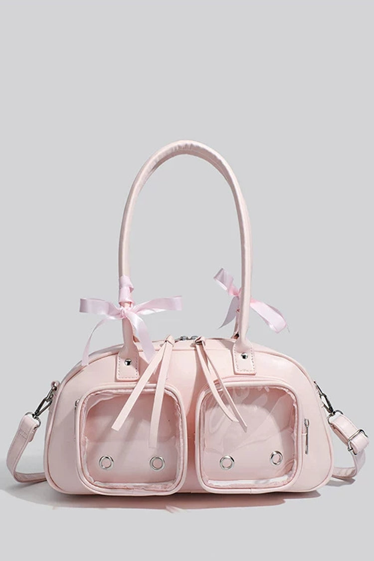 Double Clear Window Pocket Kawaii Lolita Ita Bag Shoulder Crossbody Handbag 2 Colors