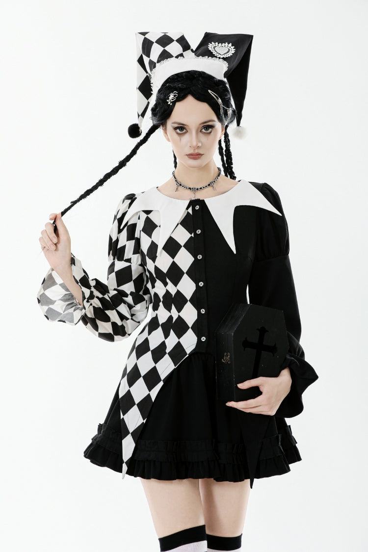Black/White Contrast Women's Gothic Lolita Harlequin Hat