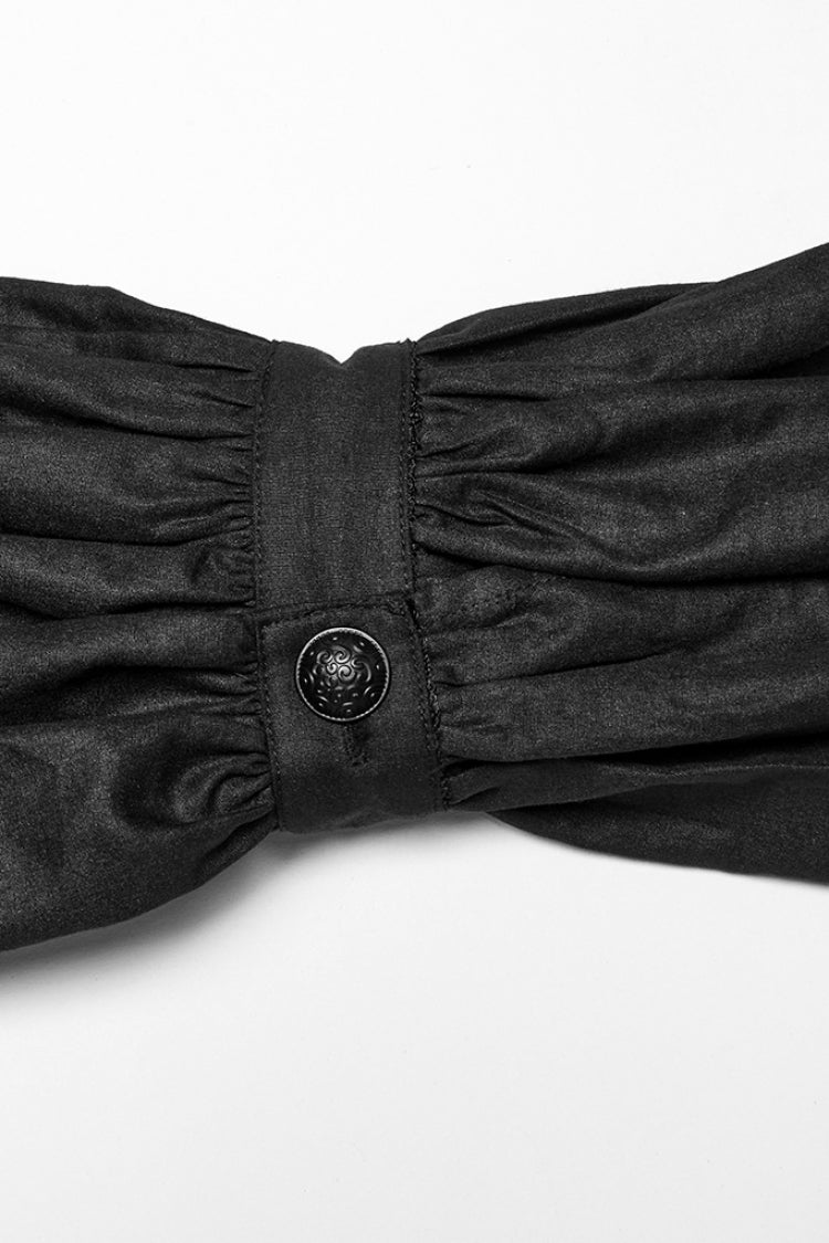 Black Long Puff Sleeves Lace Men's Gothic Blouse