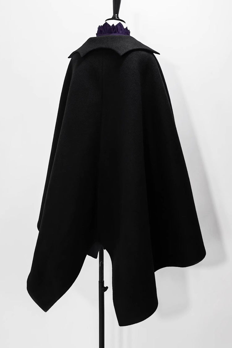 Schwarzer Woll-Lolita-Umhang von Ouji Fashion