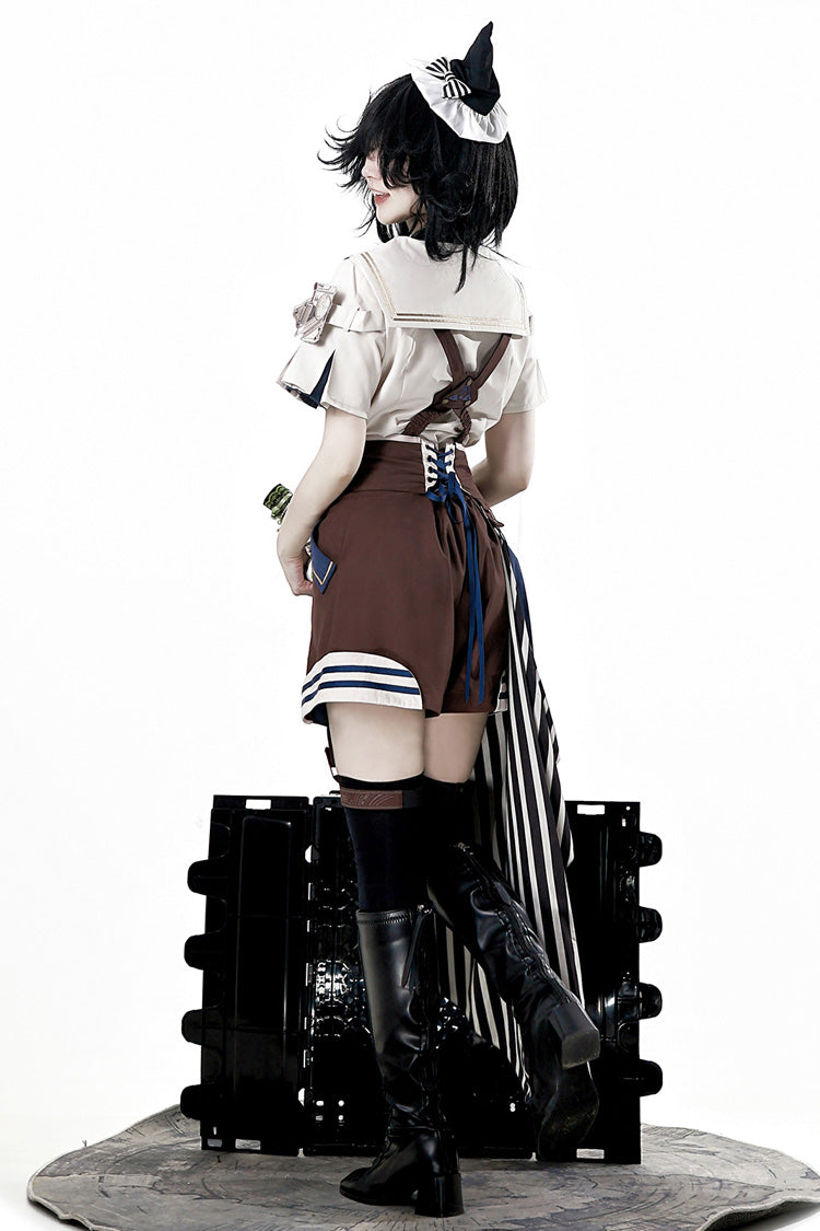 Brown [Inventor of Wonderful Equipment] Ouji Punk Cool Lolita Bib Shorts