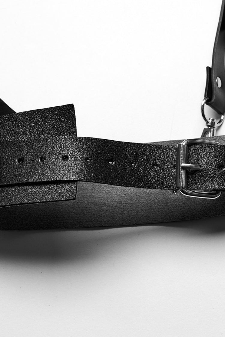 Schwarzer verstellbarer Steampunk-Harnisch mit integrierten Schnallennieten für Damen