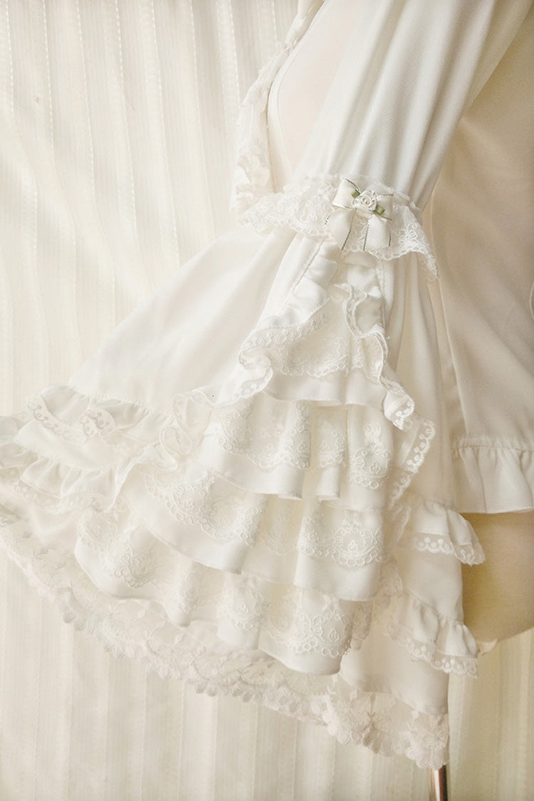 Long Trumpet Hime Sleeves Ruffle Bowknot Lace Sweet Gorgeous Lolita Blouse 2 Colors