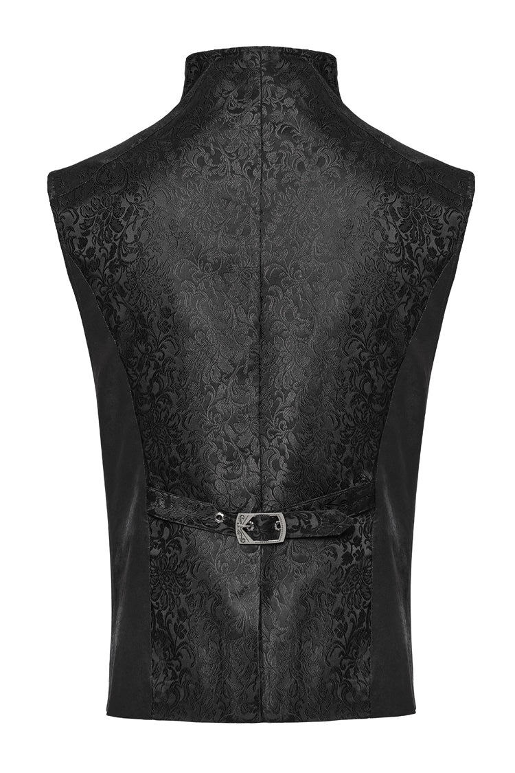 Black Sleeveless Eyelets Buckle-up Lace-Up Men's Gothic Vest