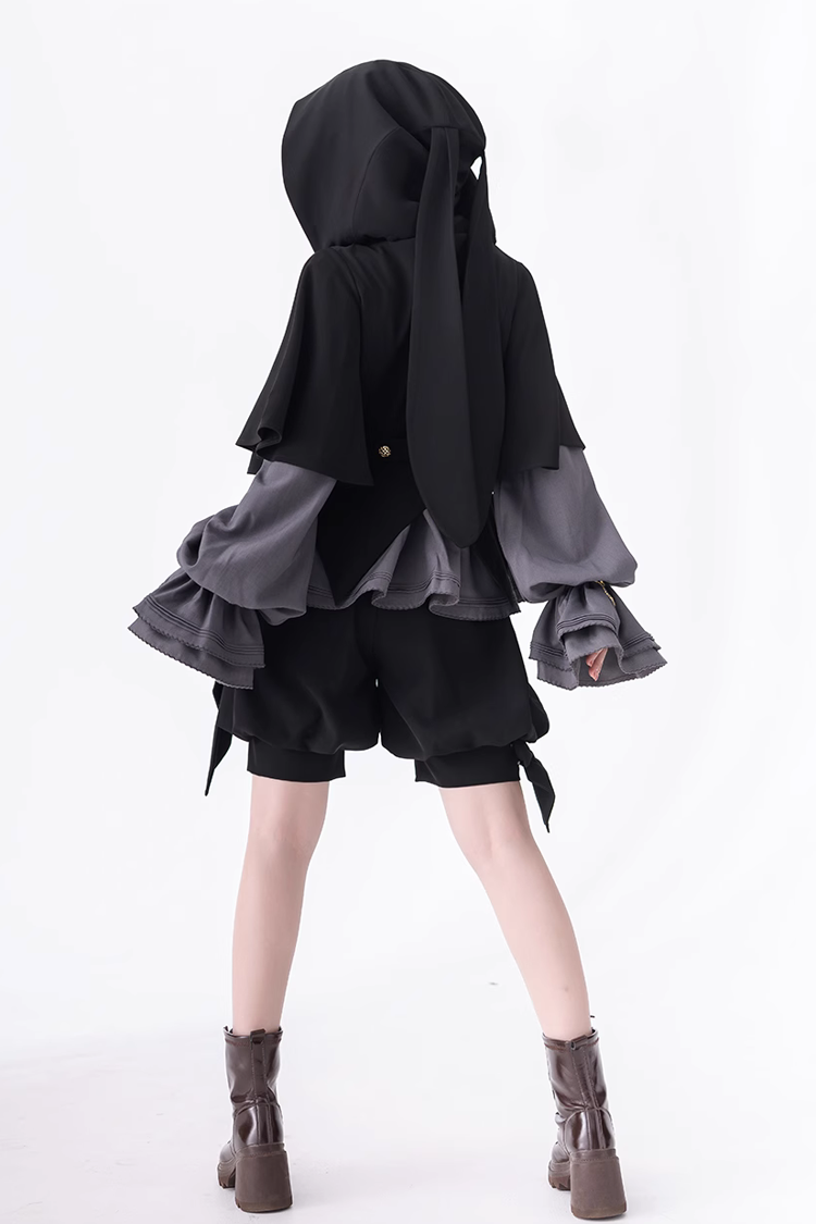Black Retro Cute Cool Ouji Fashion Lolita Hooded Jacket