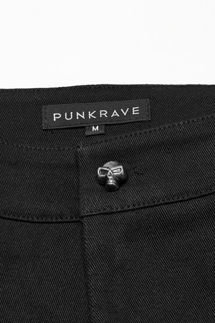 Black Buckle Skull Men's Punk Pants