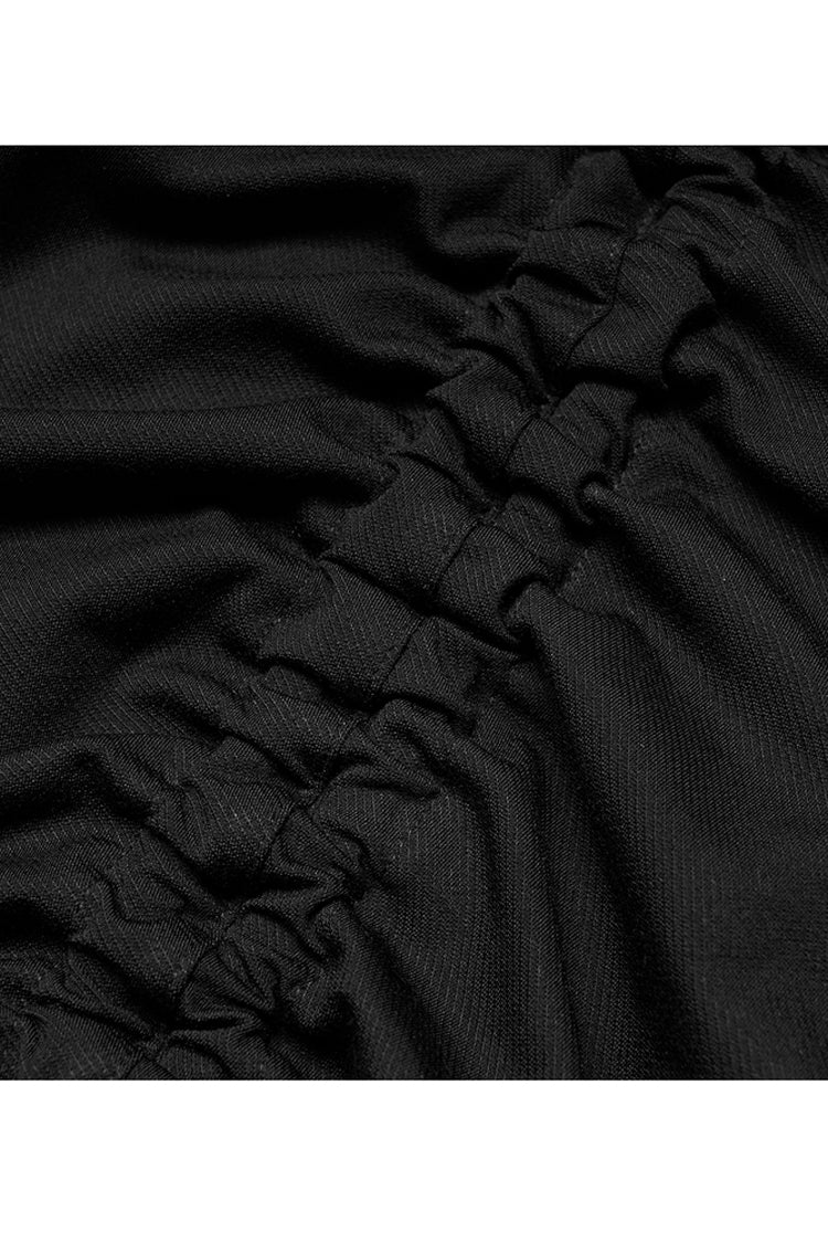 ブラックニットストレッチ中空彫刻デザイン巾着ボディコンショルダーストラップホルターネックレディースパンクドレス