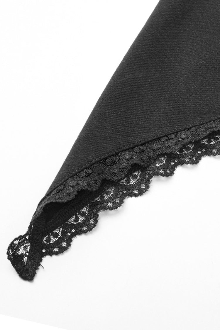 Black Bertha Neck Off Shoulder Long Sleeves Embroidery Women's Punk Blouse