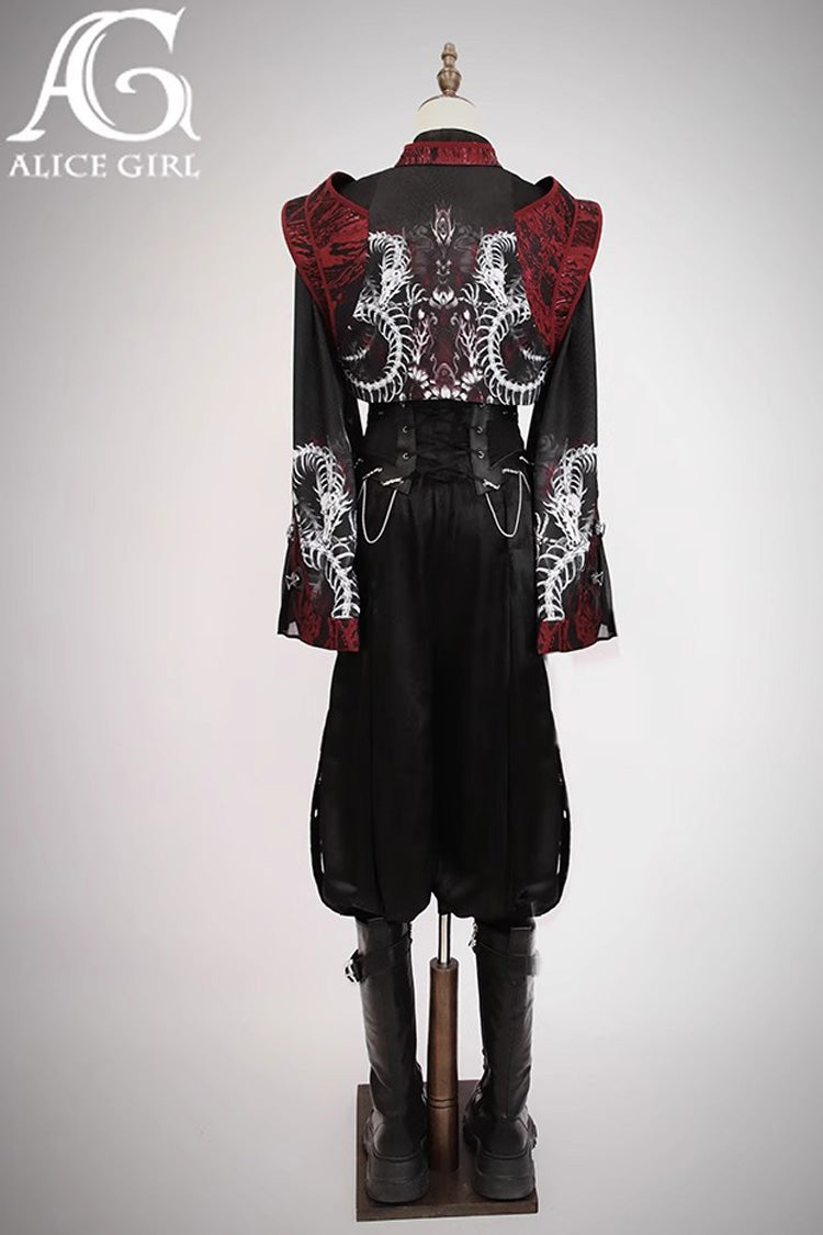 [Bone Dragon] Long Sleeves Print Ouji Fashion Classic Lolita Coat 2 Colors
