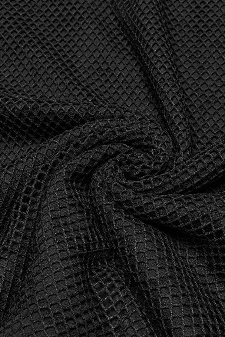 Black Round Collar Sleeveless Stitching Mesh Ripped Men's Punk Vest