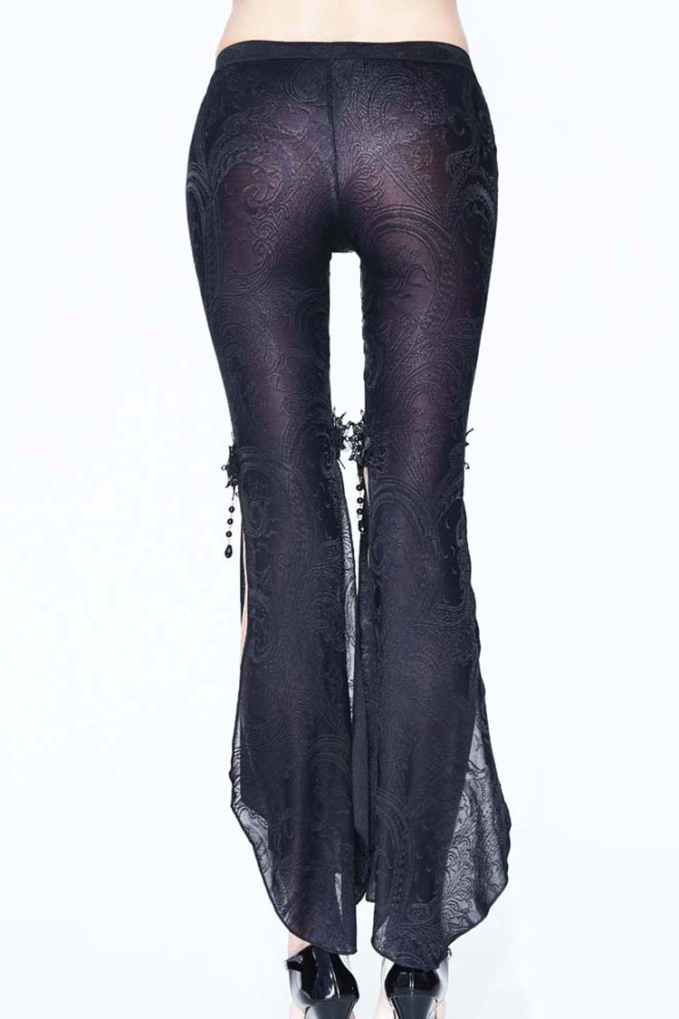 Black Fringe Lace Pendant Ninth Bell-Bottoms Women's Gothic Pants