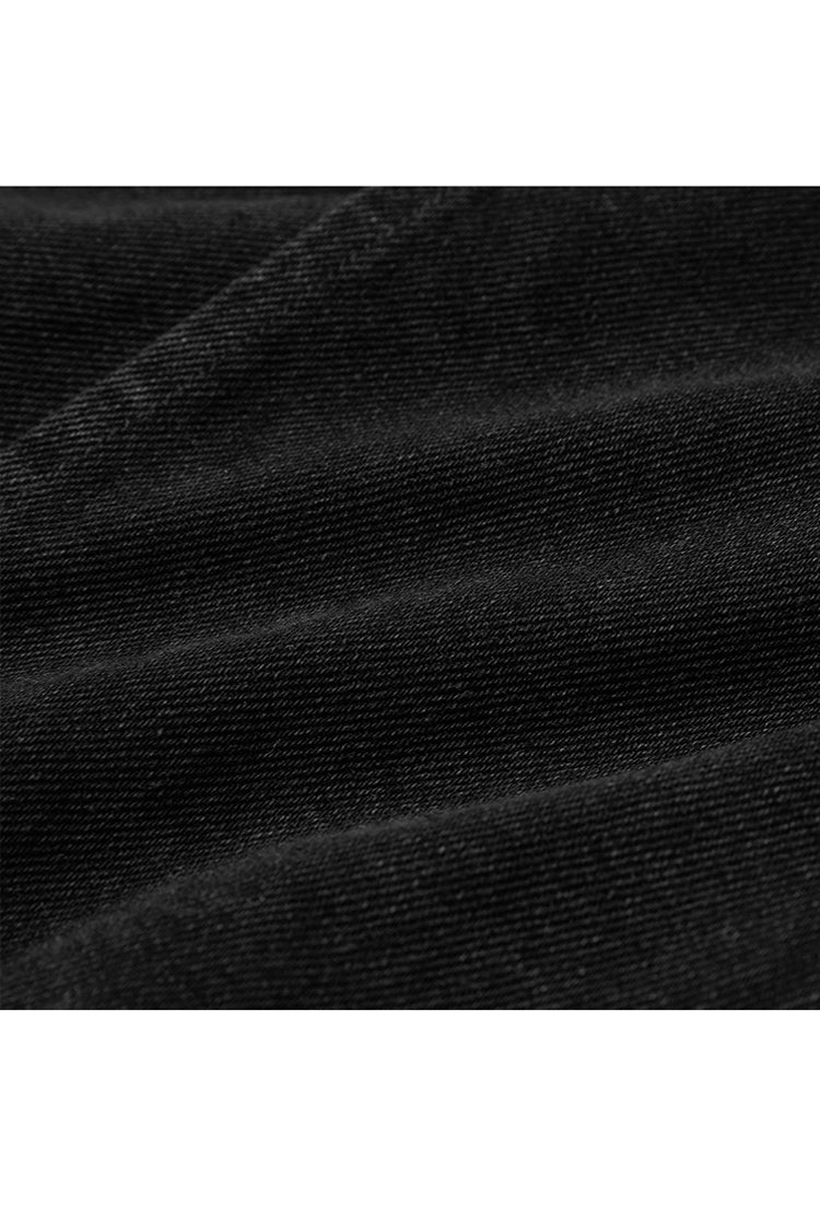 Schwarzer Metallreißverschluss, hohe Taille, unregelmäßiger Saum, Punk-A-Linien-Shorts für Damen