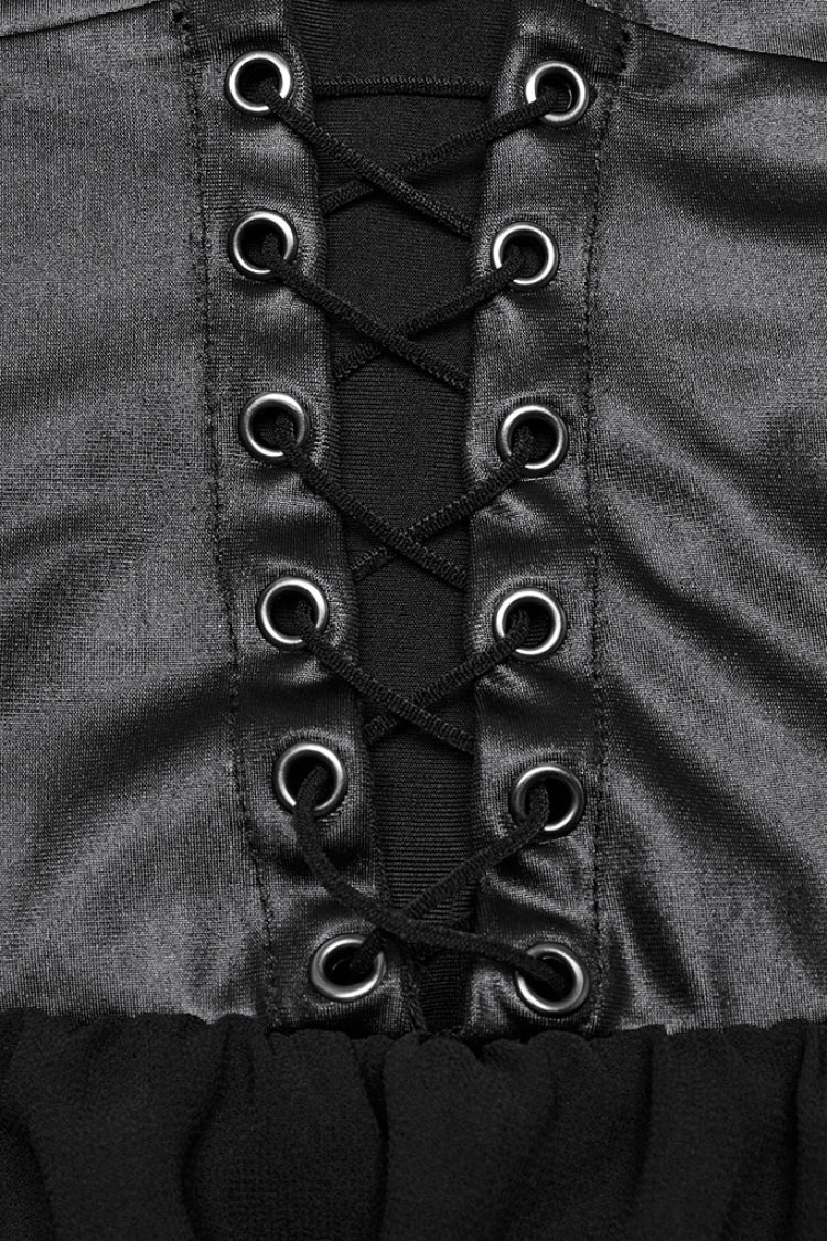 Black Halterneck Lace-Up Irregular Women's Punk Party Dress