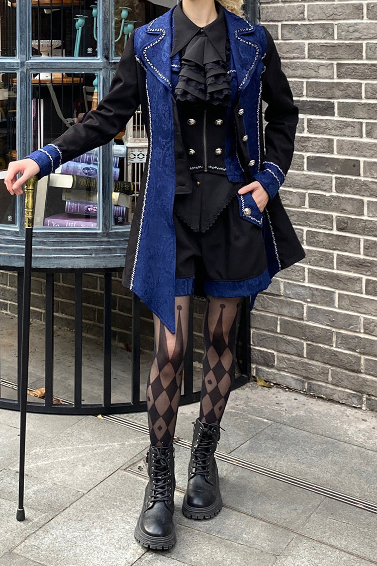 Black/Blue Hot Stamping Embroidery Ouji Handsome Cool Lolita Vest