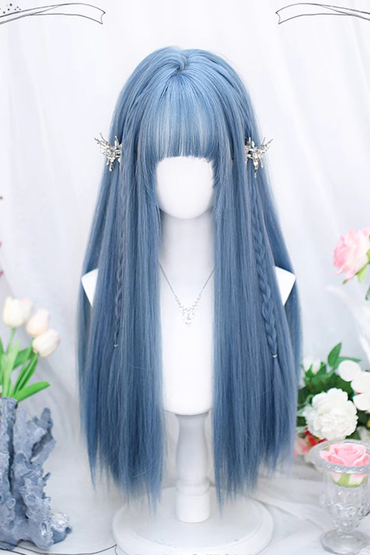 Blue Air Bangs Slightly Curly Long Sweet Lolita Wig