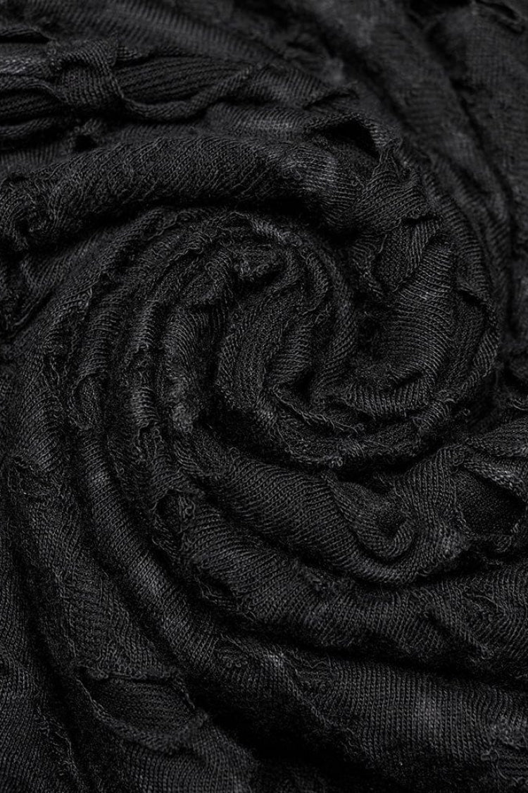 Black Long Sleeves Ripped Print Stitching Mens Gothic T-Shirt