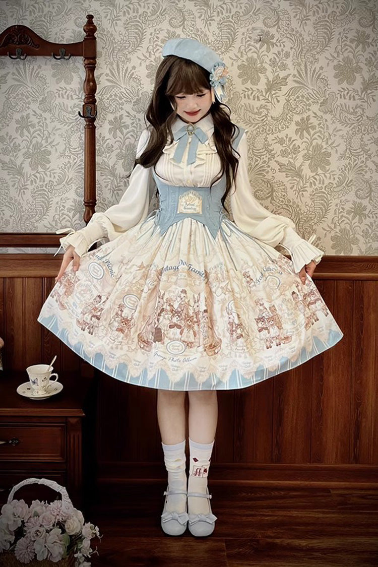 Doll's House Print Ruffle Embroidery Short Version Sweet Lolita Jsk Dress 2 Colors