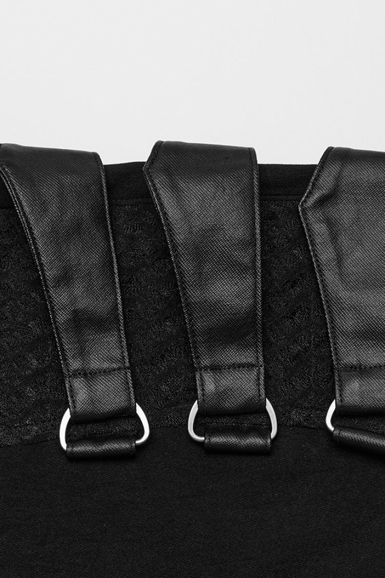ブラック 中空装飾 メッシュ アシンメトリー レディース スチームパンク パンツ