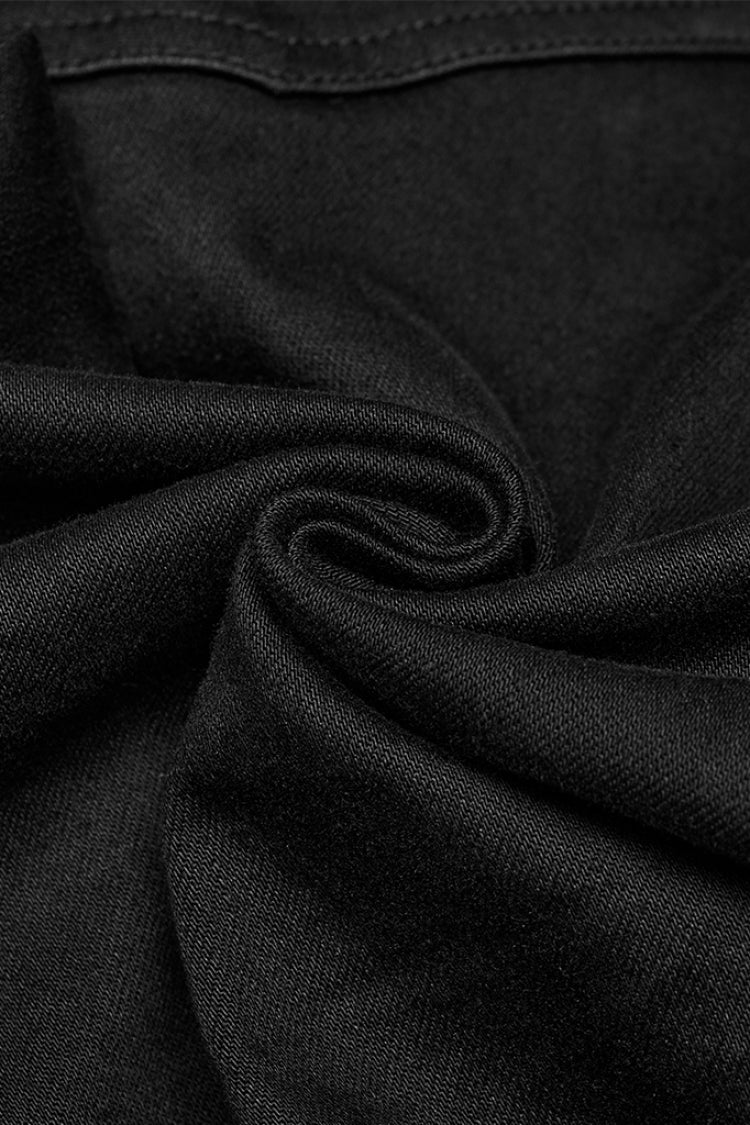 Black Multi-pocket Pleated Men's Punk Denim Pants
