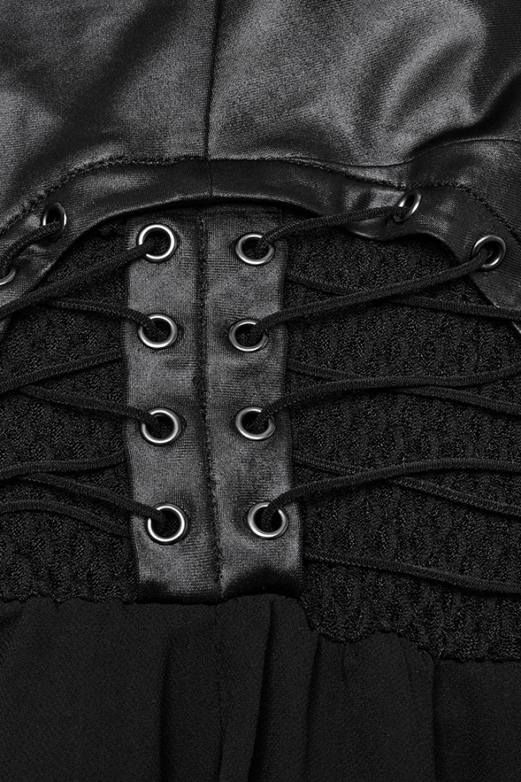 Black Halterneck Lace-Up Irregular Women's Punk Party Dress