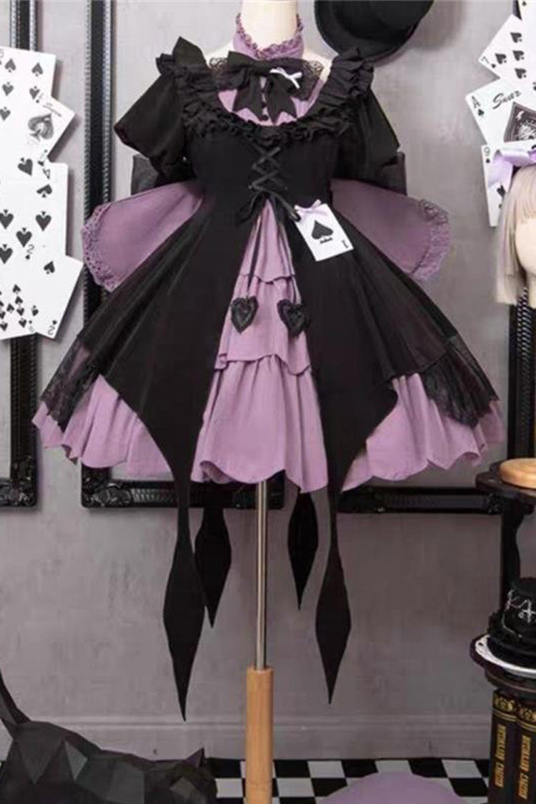 ブラック/パープル魔法少女怪盗スペードのエース多層カーディガンゴシックロリータドレス