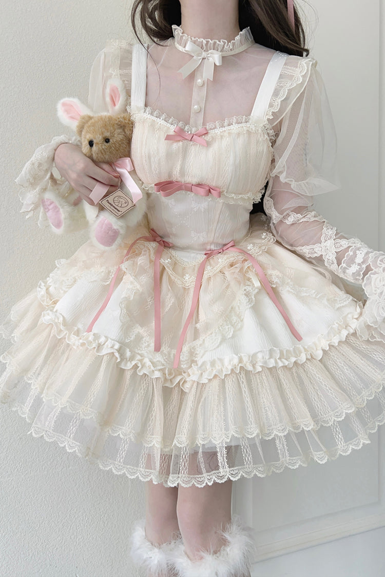 [Flower Season] Bowknot Lace Sweet Ballet Lolita Jsk Dress 4 Colors